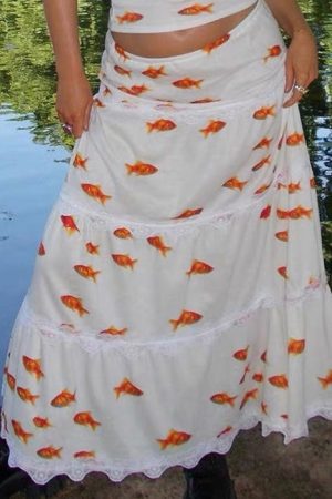 Cute Everyday Outfits, Outfit Inspo Casual Koi Fish Maxi Skirt
