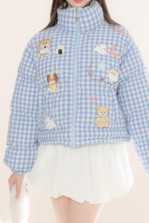 Cute Everyday Outfits, Outfit Inspo Casual Korean Aesthetic Checker Puffer Jacket