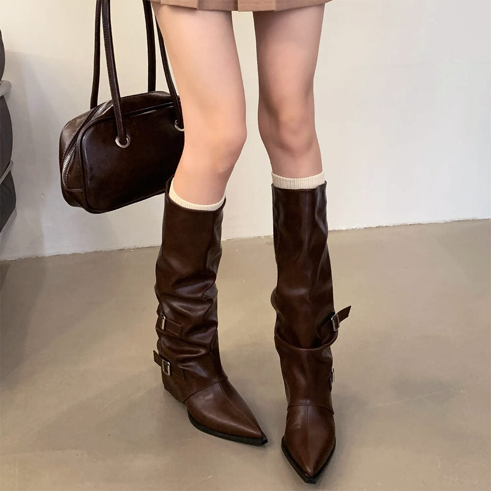 Cute Everyday Outfits, Outfit Inspo Casual Korean Style Slouch Buckle Boots Cute Everyday Outfits, Outfit Inspo Casual Korean Style Slouch Buckle Boots