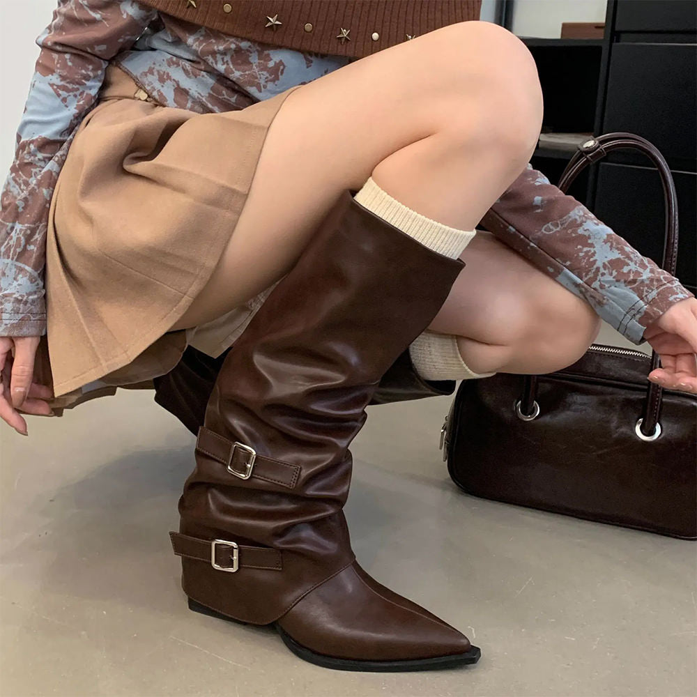 Cute Everyday Outfits, Outfit Inspo Casual Korean Style Slouch Buckle Boots Cute Everyday Outfits, Outfit Inspo Casual Korean Style Slouch Buckle Boots