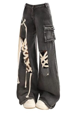 Cute Everyday Outfits, Outfit Inspo Casual Lace Detail Wide-Leg Jeans