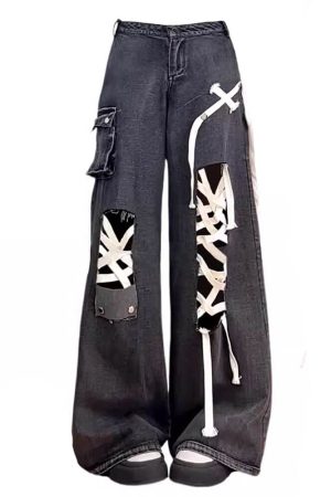 Cute Everyday Outfits, Outfit Inspo Casual Lace Detail Wide-Leg Jeans