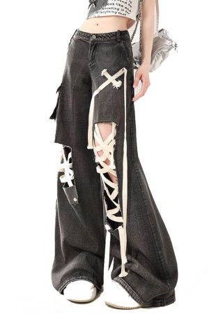 Cute Everyday Outfits, Outfit Inspo Casual Lace Detail Wide-Leg Jeans