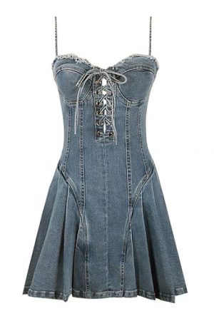 Cute Everyday Outfits, Outfit Inspo Casual Lace Up Denim Dress