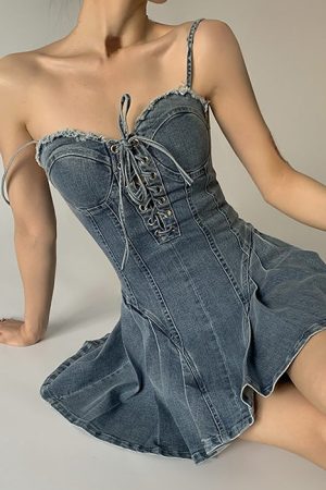 Cute Everyday Outfits, Outfit Inspo Casual Lace Up Denim Dress