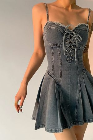 Cute Everyday Outfits, Outfit Inspo Casual Lace Up Denim Dress