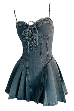 Cute Everyday Outfits, Outfit Inspo Casual Lace Up Denim Dress