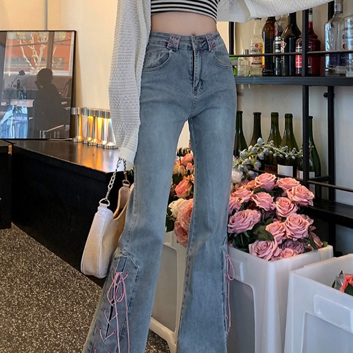 Cute Everyday Outfits, Outfit Inspo Casual Lace Up Flared Jeans Cute Everyday Outfits, Outfit Inspo Casual Lace Up Flared Jeans