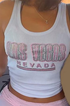 Cute Everyday Outfits, Outfit Inspo Casual Las Vegas Rhinestone Ribbed Tank