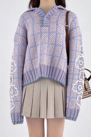 Cute Everyday Outfits, Outfit Inspo Casual Lavender Plaid Sweater