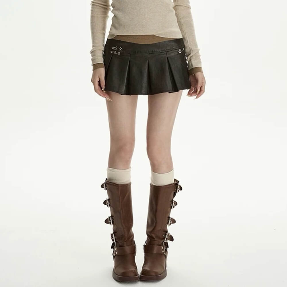 Cute Everyday Outfits, Outfit Inspo Casual Leather Mini Skirt with Safety Pins Cute Everyday Outfits, Outfit Inspo Casual Leather Mini Skirt with Safety Pins