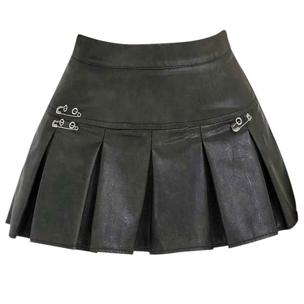 Cute Everyday Outfits, Outfit Inspo Casual Leather Mini Skirt with Safety Pins Cute Everyday Outfits, Outfit Inspo Casual Leather Mini Skirt with Safety Pins