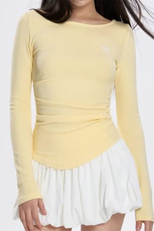 Cute Everyday Outfits, Outfit Inspo Casual Lemon Pie Long Sleeve Top