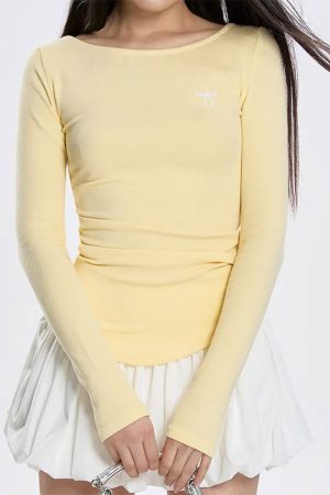 Cute Everyday Outfits, Outfit Inspo Casual Lemon Pie Long Sleeve Top