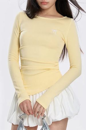Cute Everyday Outfits, Outfit Inspo Casual Lemon Pie Long Sleeve Top