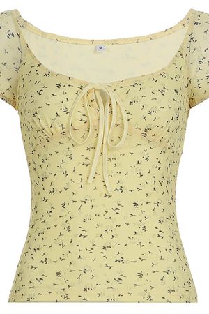 Cute Everyday Outfits, Outfit Inspo Casual Lemon Sorbet Cottagecore Floral Top
