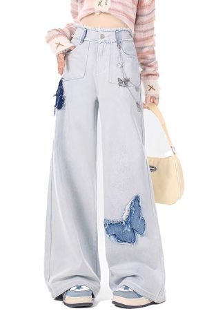 Cute Everyday Outfits, Outfit Inspo Casual Light Blue Butterfly Aesthetic Jeans