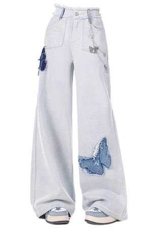 Cute Everyday Outfits, Outfit Inspo Casual Light Blue Butterfly Aesthetic Jeans