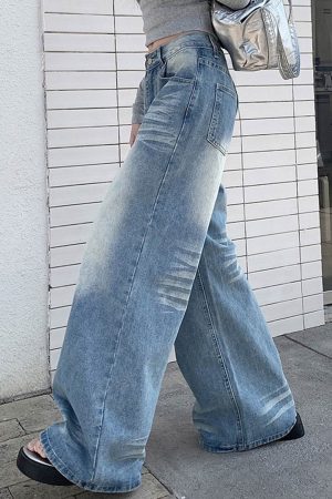 Cute Everyday Outfits, Outfit Inspo Casual Light Blue Washed Wide-Leg Jeans