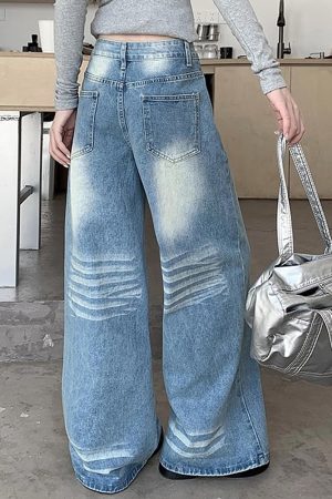 Cute Everyday Outfits, Outfit Inspo Casual Light Blue Washed Wide-Leg Jeans