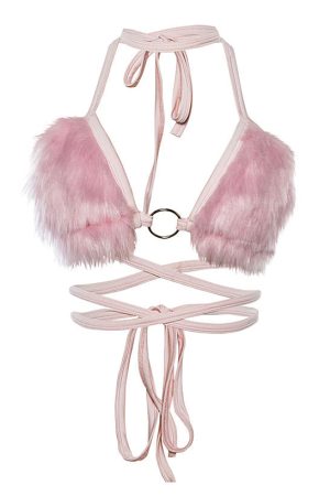 Cute Everyday Outfits, Outfit Inspo Casual Light Pink Fuzzy Bra Top