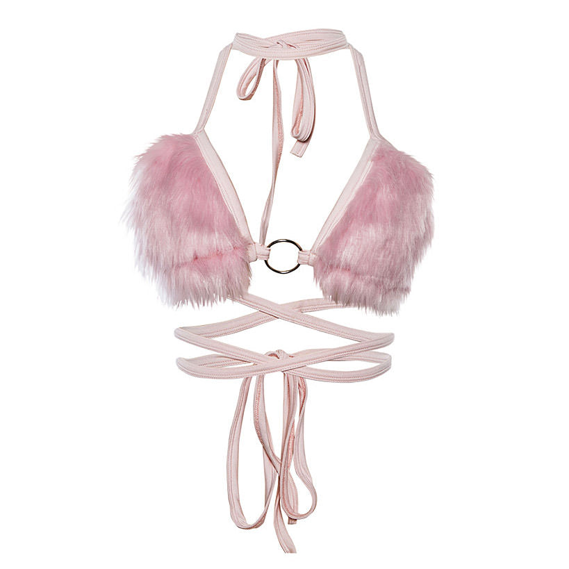 Cute Everyday Outfits, Outfit Inspo Casual Light Pink Fuzzy Bra Top