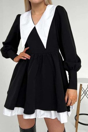 Cute Everyday Outfits, Outfit Inspo Casual Like a Doll Black Collar Dress