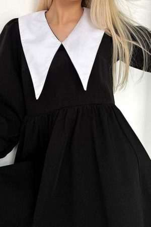 Cute Everyday Outfits, Outfit Inspo Casual Like a Doll Black Collar Dress