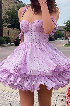 Cute Everyday Outfits, Outfit Inspo Casual Lilac Daisy Mini Dress