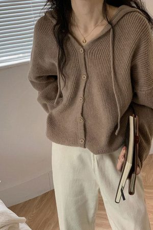 Cute Everyday Outfits, Outfit Inspo Casual Local Coffee Shop Knit Hoodie