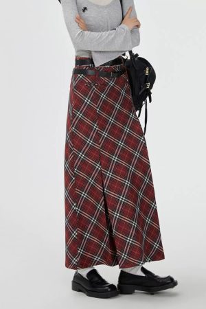 Cute Everyday Outfits, Outfit Inspo Casual London Bridge Plaid Maxi Skirt