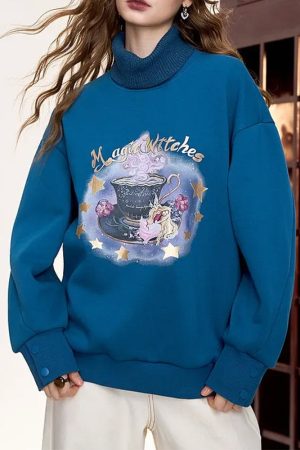 Cute Everyday Outfits, Outfit Inspo Casual Magic Witches Printed Sweatshirt