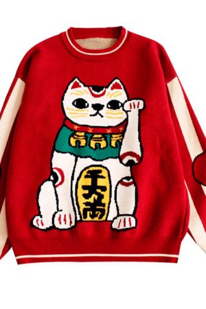 Cute Everyday Outfits, Outfit Inspo Casual Maneki Neko Sweater