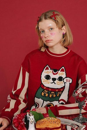 Cute Everyday Outfits, Outfit Inspo Casual Maneki Neko Sweater