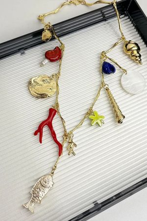 Cute Everyday Outfits, Outfit Inspo Casual Mermaidcore Aesthetic Pendant Necklace