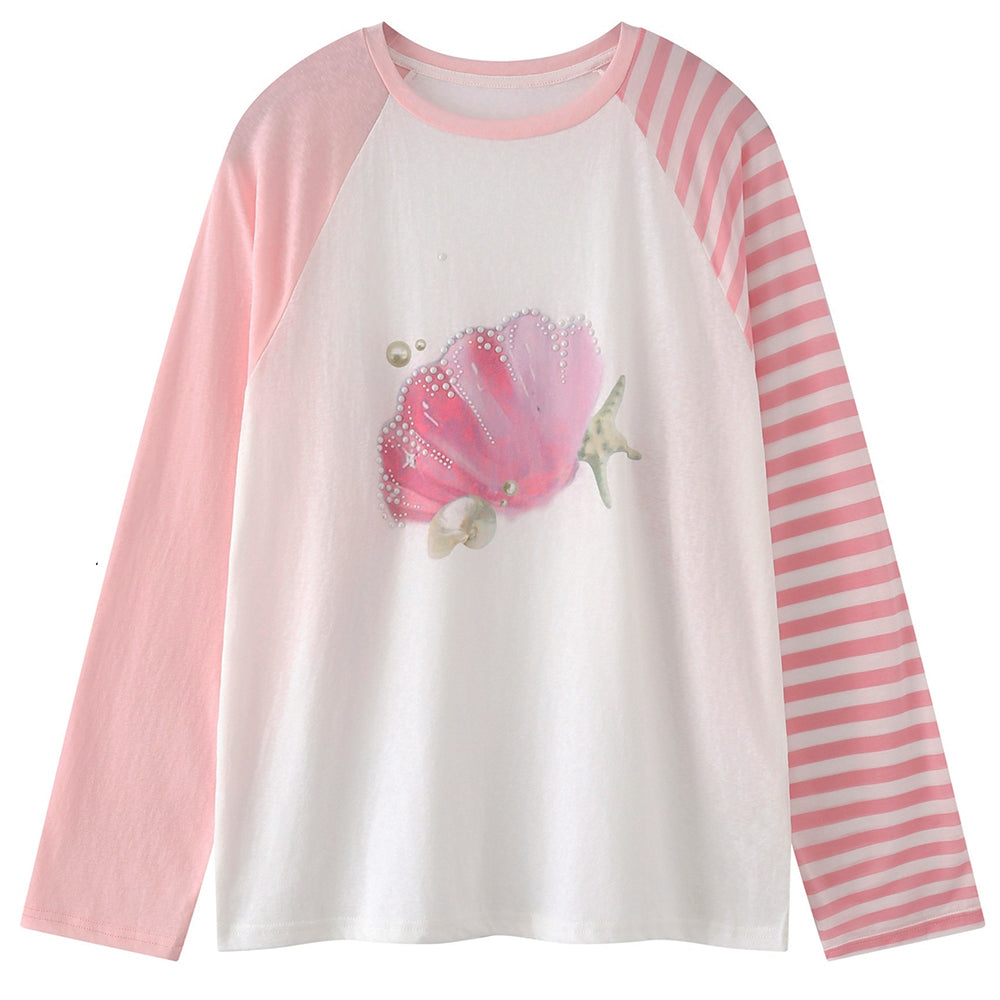 Cute Everyday Outfits, Outfit Inspo Casual Mermaidcore Graphic Long Sleeve Top