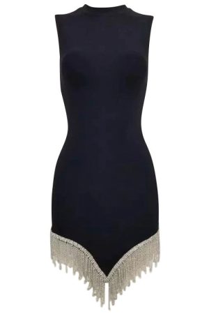 Cute Everyday Outfits, Outfit Inspo Casual Midnight Rhinestone Fringe Dress