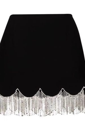 Cute Everyday Outfits, Outfit Inspo Casual Midnight Rhinestone Fringe Skirt