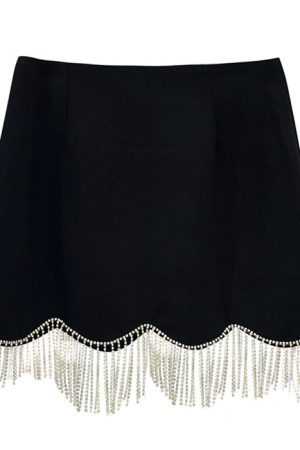 Cute Everyday Outfits, Outfit Inspo Casual Midnight Rhinestone Fringe Skirt