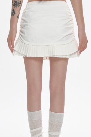 Cute Everyday Outfits, Outfit Inspo Casual Milk White Double-Layer Mini Skirt