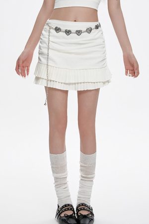 Cute Everyday Outfits, Outfit Inspo Casual Milk White Double-Layer Mini Skirt