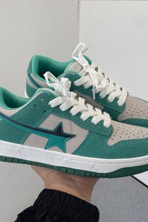 Cute Everyday Outfits, Outfit Inspo Casual Mint Green Star Sneakers