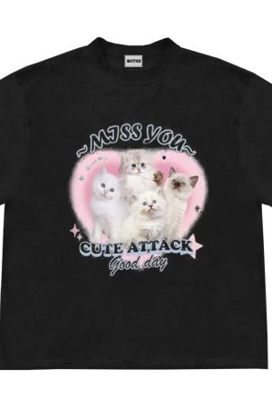 Cute Everyday Outfits, Outfit Inspo Casual Miss You Cat Attack T-Shirt