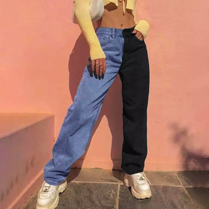 Cute Everyday Outfits, Outfit Inspo Casual Missed Calls Split Color Jeans Cute Everyday Outfits, Outfit Inspo Casual Missed Calls Split Color Jeans