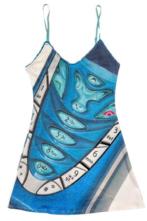 Cute Everyday Outfits, Outfit Inspo Casual Mobile Phone Print Y2K Mini Dress