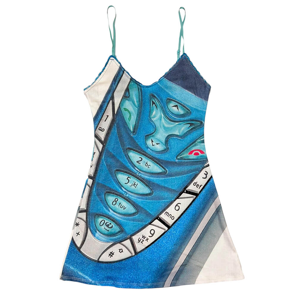 Cute Everyday Outfits, Outfit Inspo Casual Mobile Phone Print Y2K Mini Dress