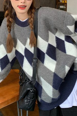 Cute Everyday Outfits, Outfit Inspo Casual Mocha Fuzzy Argyle Sweater
