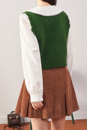 Cute Everyday Outfits, Outfit Inspo Casual Mushroom Aesthetic Knit Vest