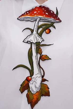 Cute Everyday Outfits, Outfit Inspo Casual Mushroom Embroidery Necktie