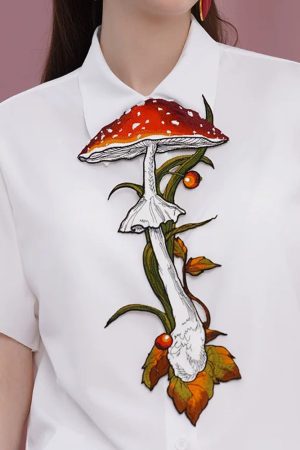 Cute Everyday Outfits, Outfit Inspo Casual Mushroom Embroidery Necktie